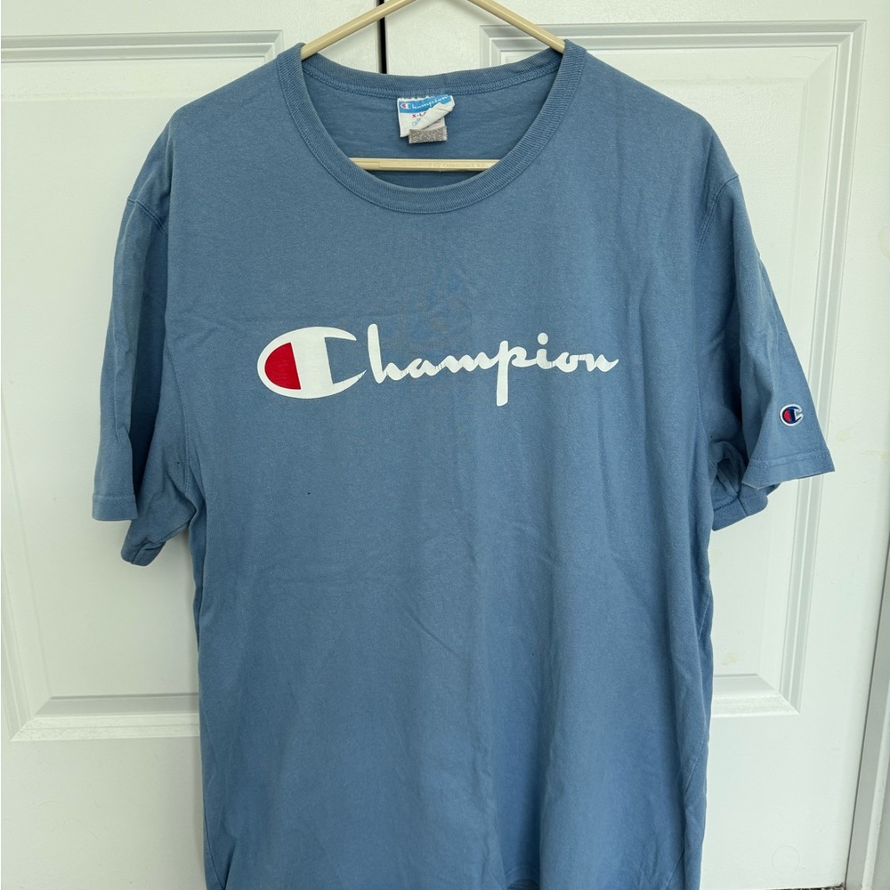 Champion Men's Tee in Blue with Logo